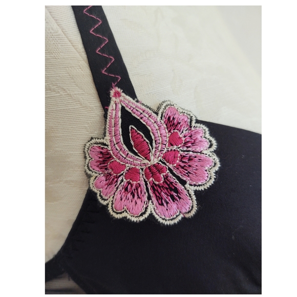 Simone Perele Bra Lingerie Embroidered Band & Lotus Flower Appliques Size 36B - Picture 5 of 13
